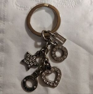 Coach Silver Charm Keychain with Crystals